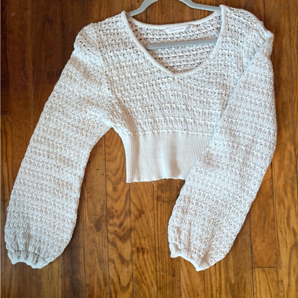 Altar'd State Cream Crochet Crop Top